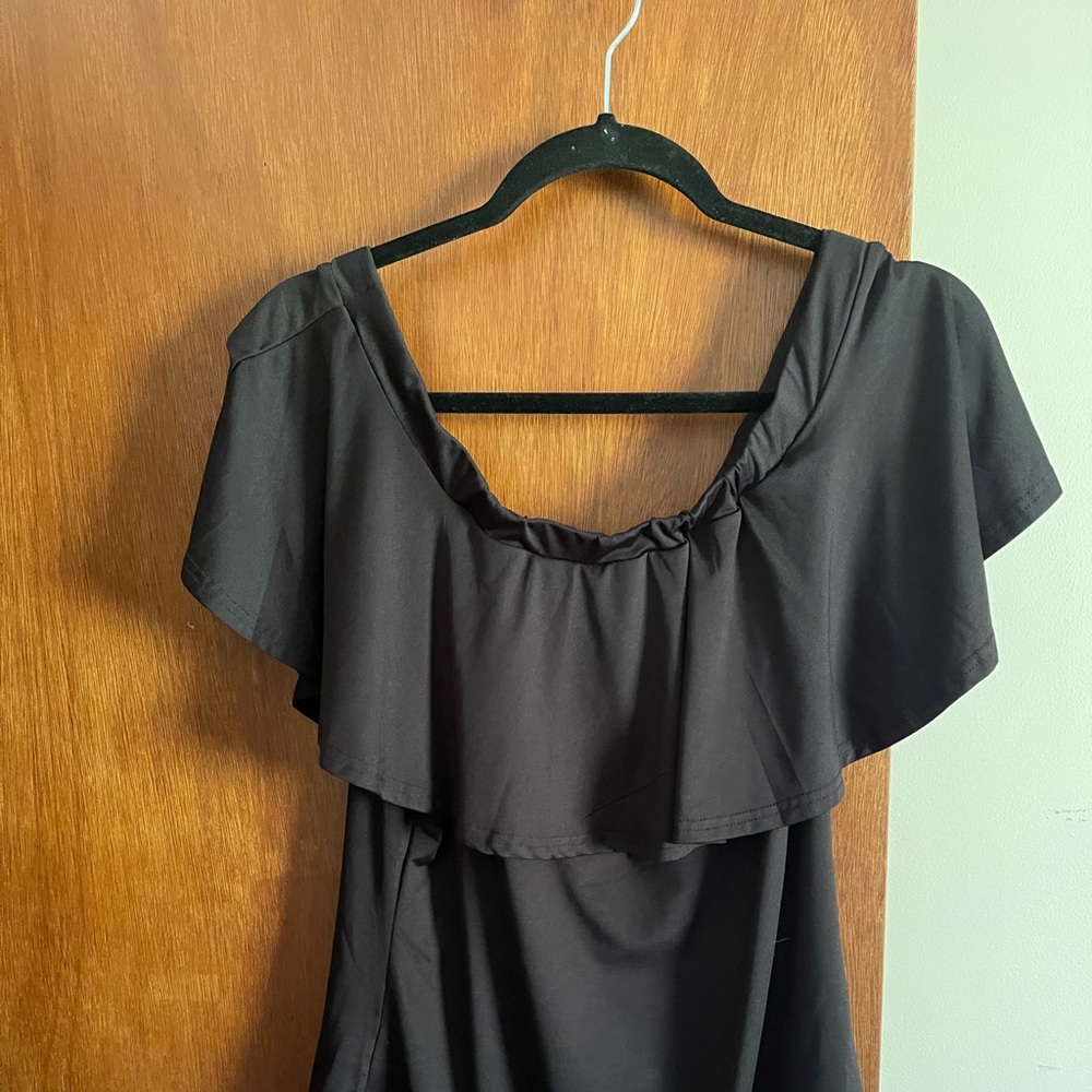 Black off the shoulder bodysuit